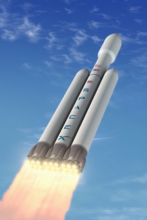spacex猎鹰重型火箭发射升空