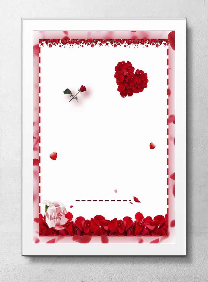 好多玫瑰花瓣的情人节海报背景