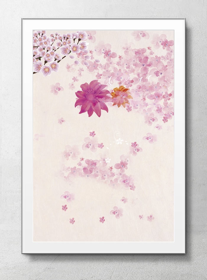很多粉色花朵的海报背景