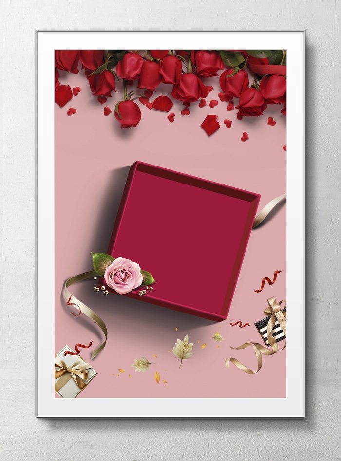 情人节的礼盒与玫瑰