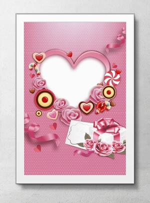 粉色玫瑰情人节海报背景