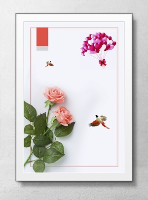 粉色玫瑰花情人节海报背景