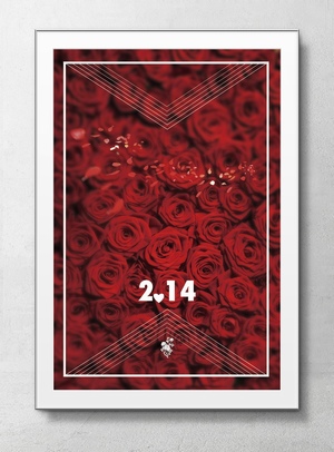 铺满红玫瑰的214情人节海报背景