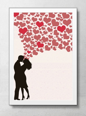 拥吻的情侣剪影情人节海报