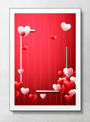 爱心气球红色的情人节海报背景