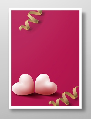 一对粉色心形气球情人节海报背景
