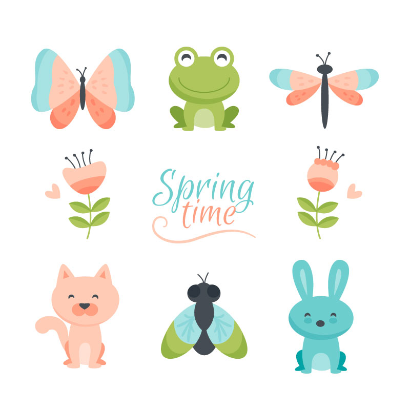 春天开心的小动物们