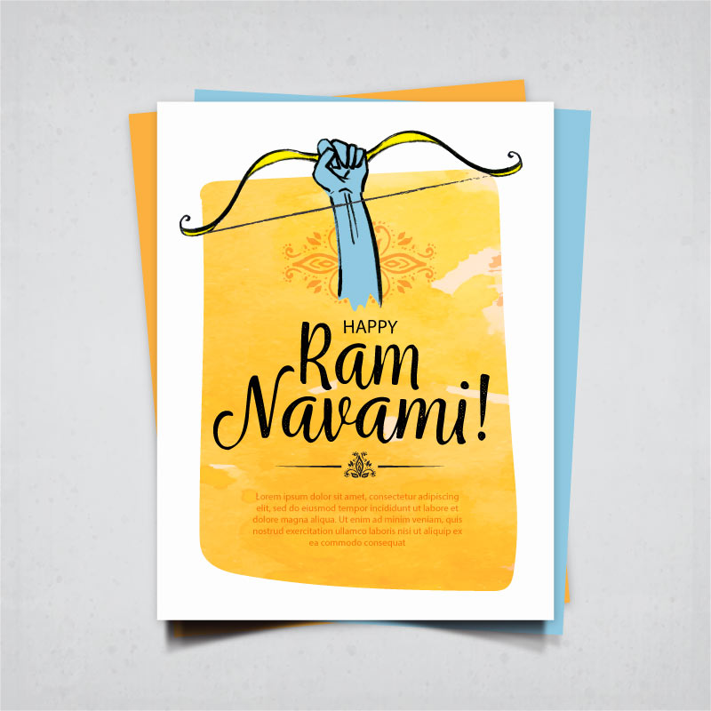 rama navami印有拉弓图案的节日海报