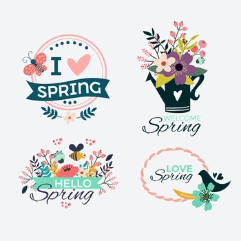 春天花卉标题艺术字图文组合设计