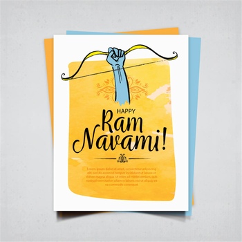rama navami印有拉弓图案的节日海报