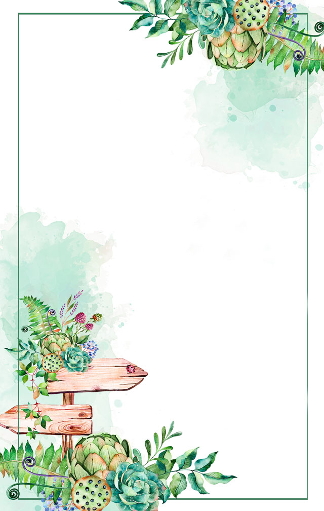 水彩手绘春天生机盎然的绿色植物海报背景