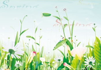 绿色花草植物插画