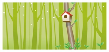 森林里小鸟的家插画设计