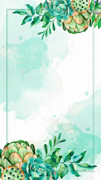 水彩手绘绿色植物海报背景