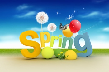 spring春天彩色立体字设计图