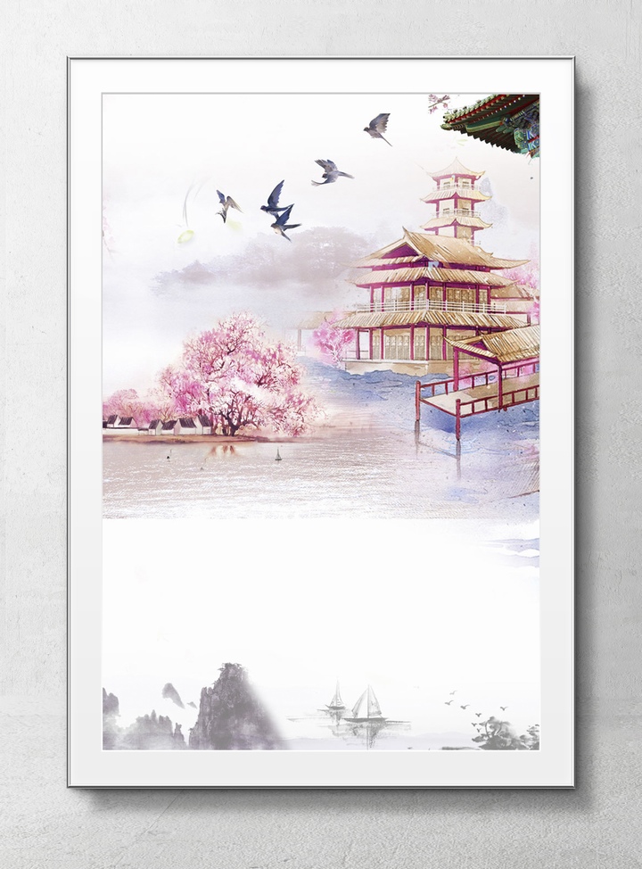 中国风桃花盛开海报背景素材