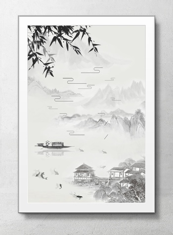 传统中国水墨山水画