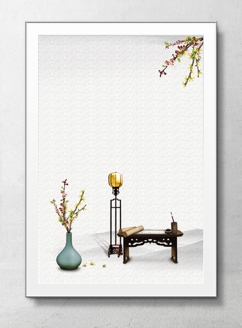 中国风传统中式写字台花瓶素材