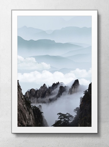 山和云雾风景海报背景