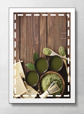木板上的绿茶