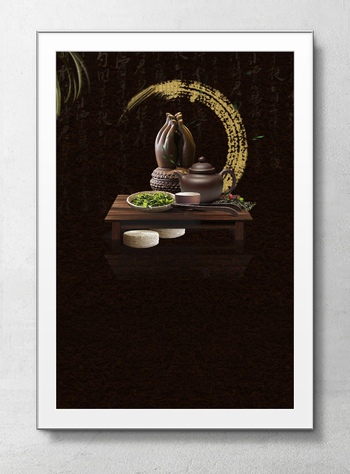 中国风传统茶具海报背景素材