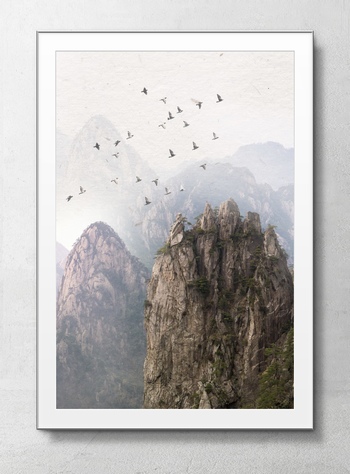 中国风山崖山峰海报背景素材
