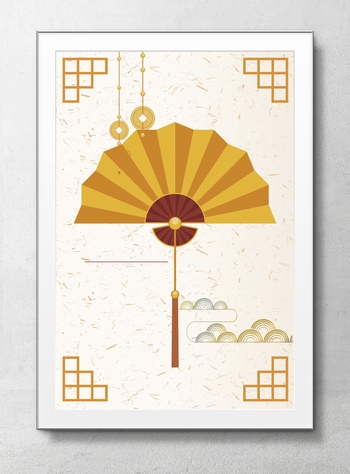 中国风折扇海报背景素材