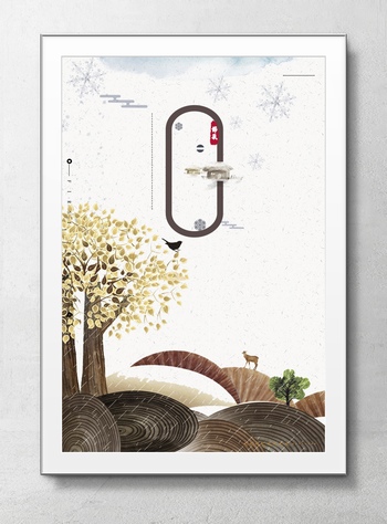 中国风树木年轮海报背景素材