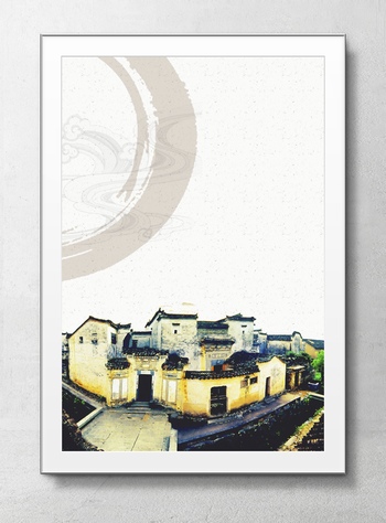 中国风传统建筑海报背景素材