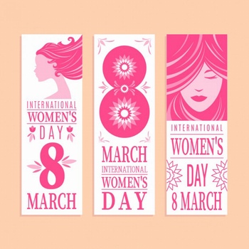 粉色妇女节竖版海报排版设计