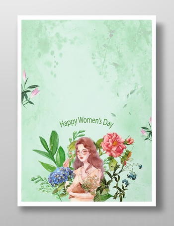女性自然春天三八妇女节海报背景