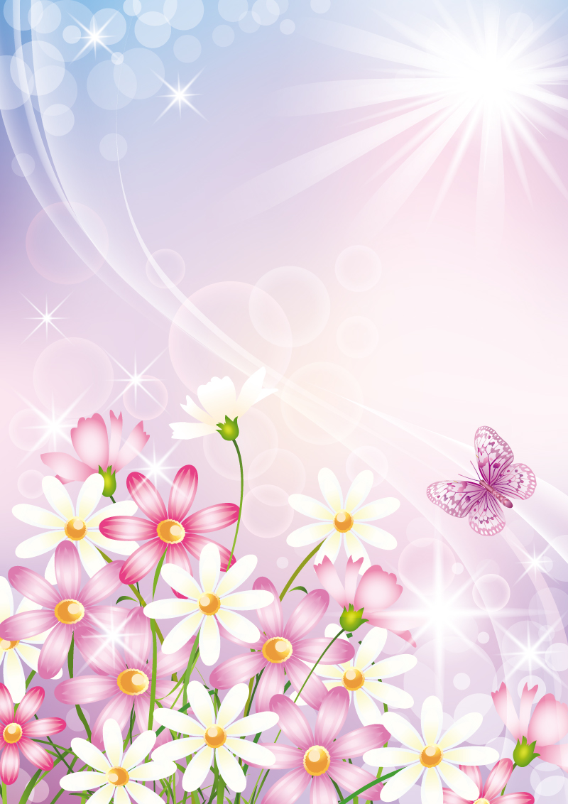 阳光下的粉色鲜花花丛