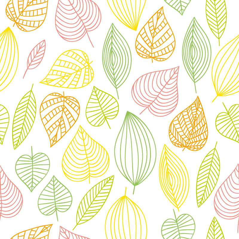 五颜六色的叶子平铺图案设计