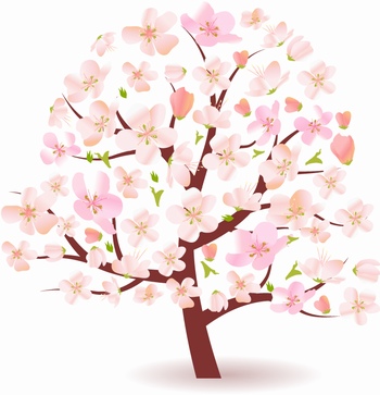 粉色桃花树矢量图插画