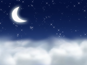 夜空中云上的月亮插画