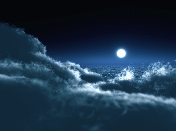 夜里云上的月亮