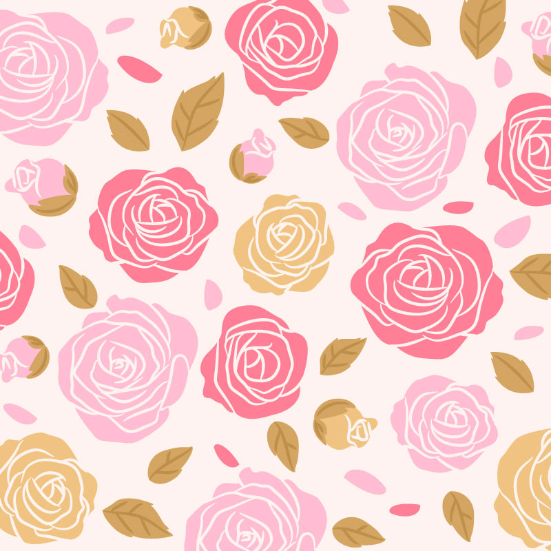 粉色玫瑰花图案底纹无缝拼图