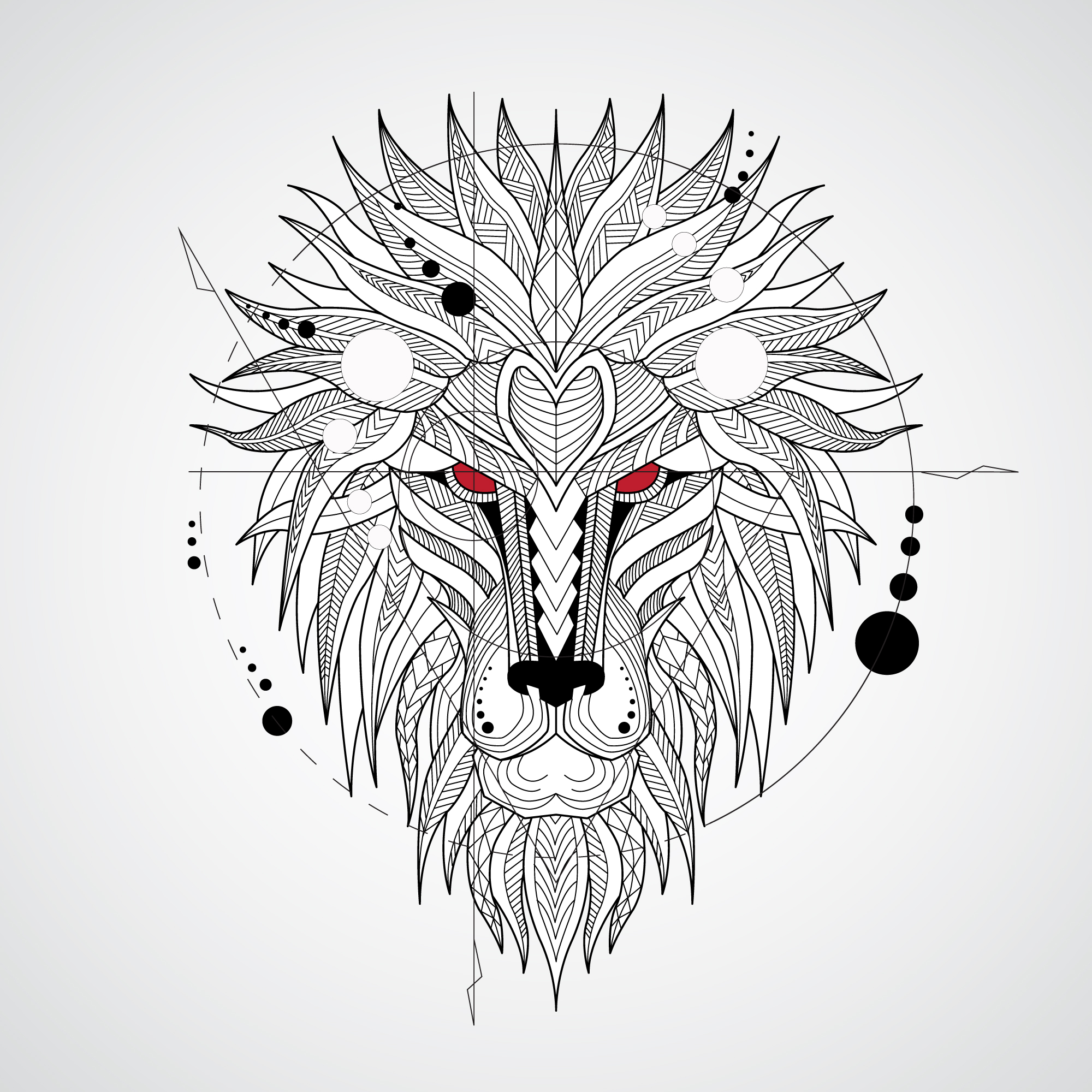 创意狮子头线稿插画设计