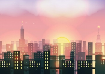 都市夜景矢量图形插画