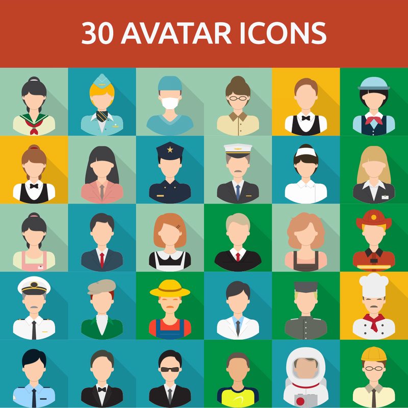 30个不同行业职业的人物头像图标设计
