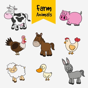 农场牧场的动物矢量插画图