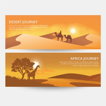 热带沙漠的黄昏场景banner设计