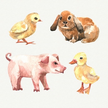 水彩手绘小动物图片