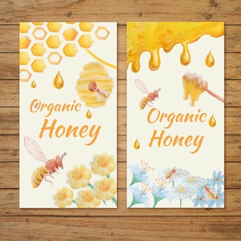 水彩手绘蜜蜂采蜜的插画设计