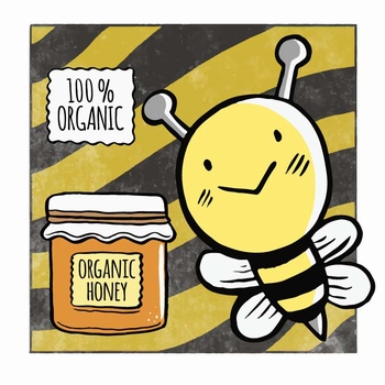 手绘蜜蜂和蜂蜜插画设计