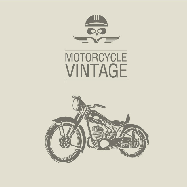 复古老式摩托车插画设计