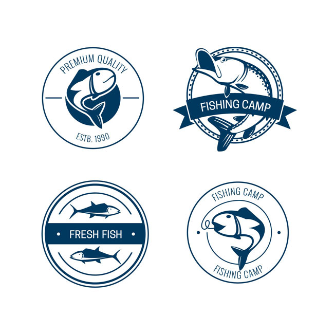 关于钓鱼运动的矢量标志logo设计