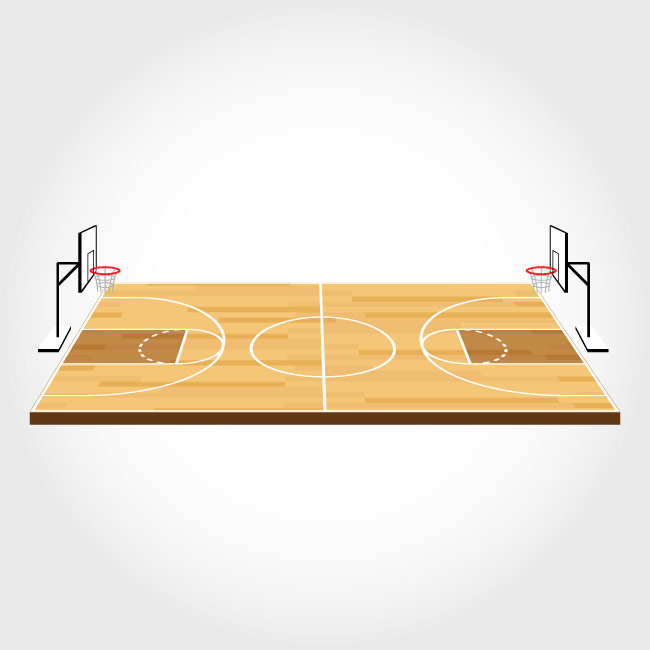 木地板篮球场矢量图