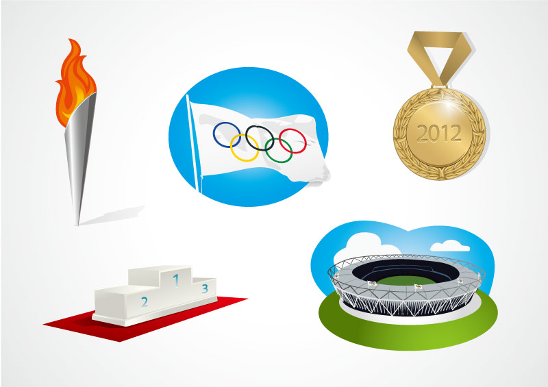奥运会会旗奖牌等相关元素矢量图片素材