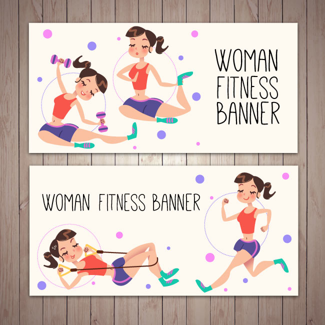 女性减肥运动插画设计